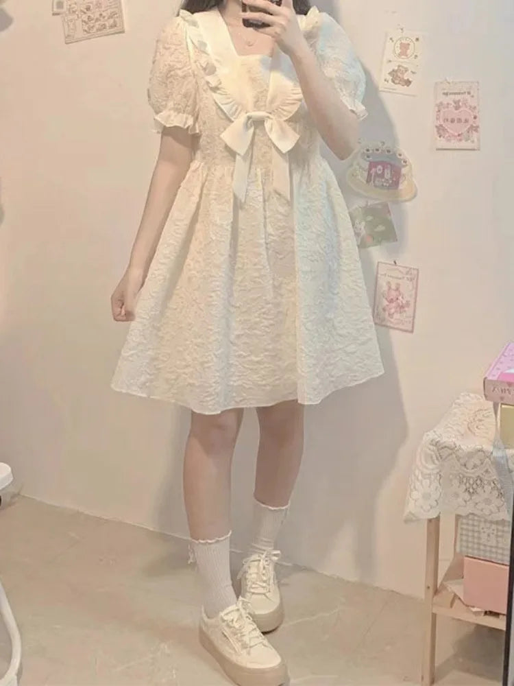 Soft Girl Sweet Kawaii Lolita Dress Japanese Preppy Style School Student Puff Sleeve Party Dresses Cute Fashion