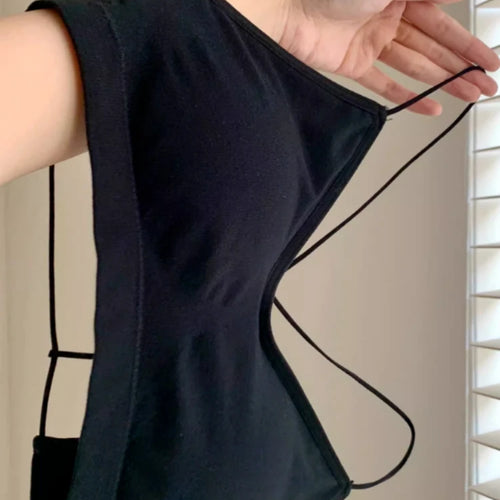 Load image into Gallery viewer, 2025 Summer Two Pieces Set Harajuku Solid Button Bodycon Casual T-shirt + Women Y2k Aesthetic Sexy Grunge Cropped Fairy Tank Top
