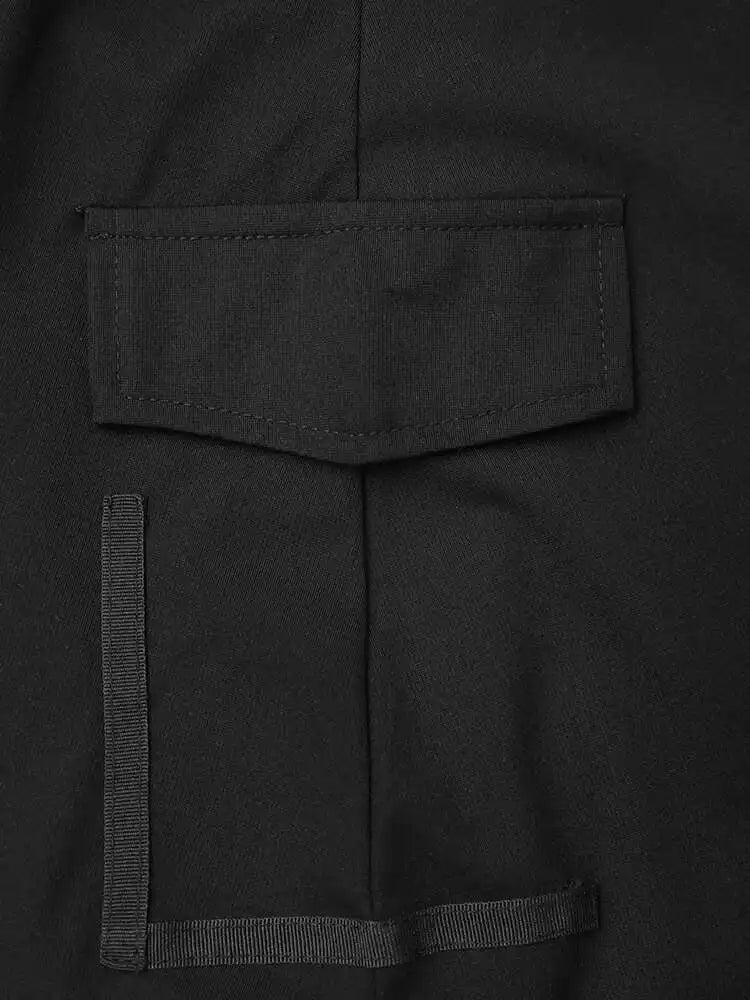 High Elastic Waist Black Pocket Spliced Irregular A-line Half-body Skirt Women Fashion Tide New Spring Autumn 2025 1DH5346