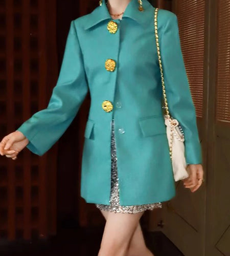 Solid Spliced Button Slimming Jackets For Women Lapel Long Sleeve Patchwork Pockets Female Fashion Style Clothes