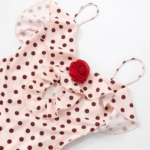 Load image into Gallery viewer, Rose Polka Dot Maxi Dress For Women Gown Spaghetti Strap Off-shoulder Sleeveless Backless Elegant Evening Club Dress
