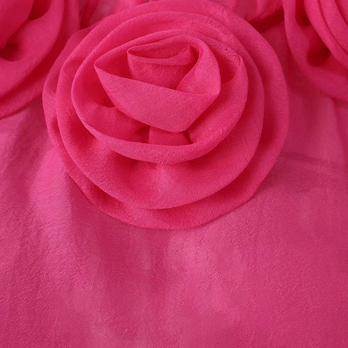 Load image into Gallery viewer, Women Rose Red Mesh Flower Big Size Mini Dress New Stand Collar Long Sleeve Fashion Tide Spring Autumn 2025 CPG3051
