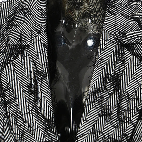 Load image into Gallery viewer, Women Black Color-block Tassels Big Size Blazer New Lapel Long Sleeve Loose Fit Jacket Fashion Spring Autumn 2025 1DH2129
