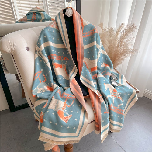 Load image into Gallery viewer, Warm Winter Scarf Cashmere Women Pashmina Design Print Shawls Wrap Female Thick Blanket Soft Bufanda Stoles Fashion
