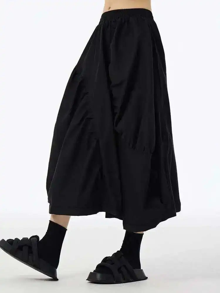 High Elastic Waist Coffee Irregular Pleated Casual Midi Half-body Skirt Women Fashion Tide New Spring Autumn 2025 1DH6613