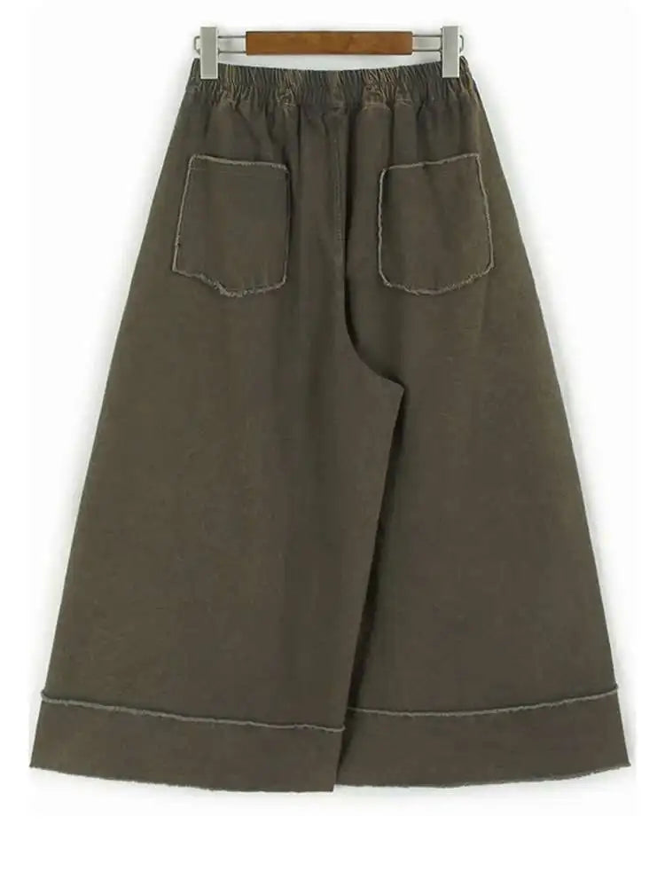 High Waist Black Pockets Burr Fold Vintage Wide Leg Jeans New Women Trousers Fashion Tide Spring Autumn 2025 1DH9666