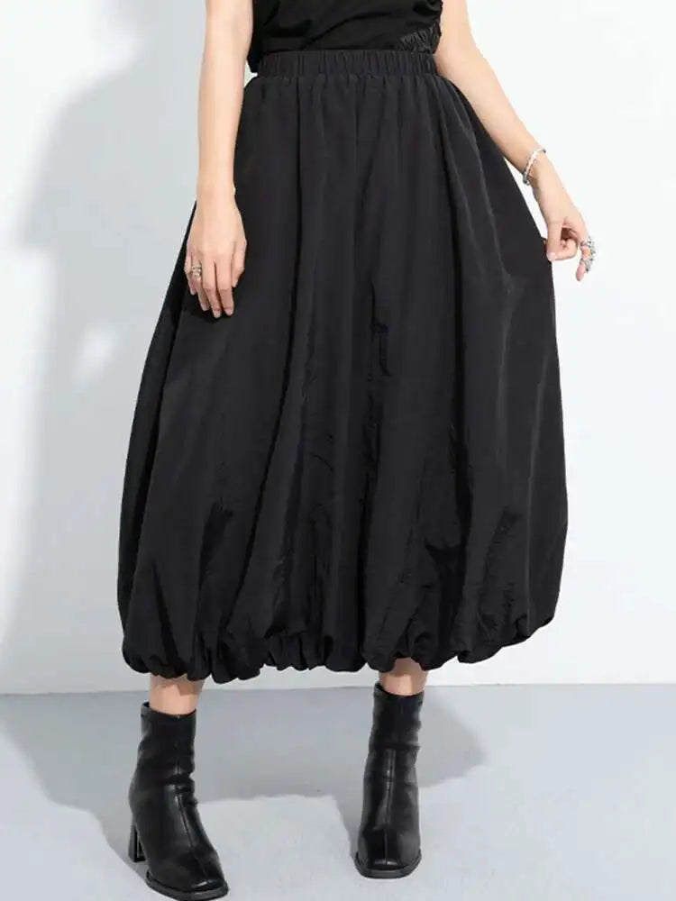 High Elastic Waist Black Brief Pocket Long Elegant Bud Half-body Skirt Women Fashion Tide New Spring Autumn 2025 1DH7170