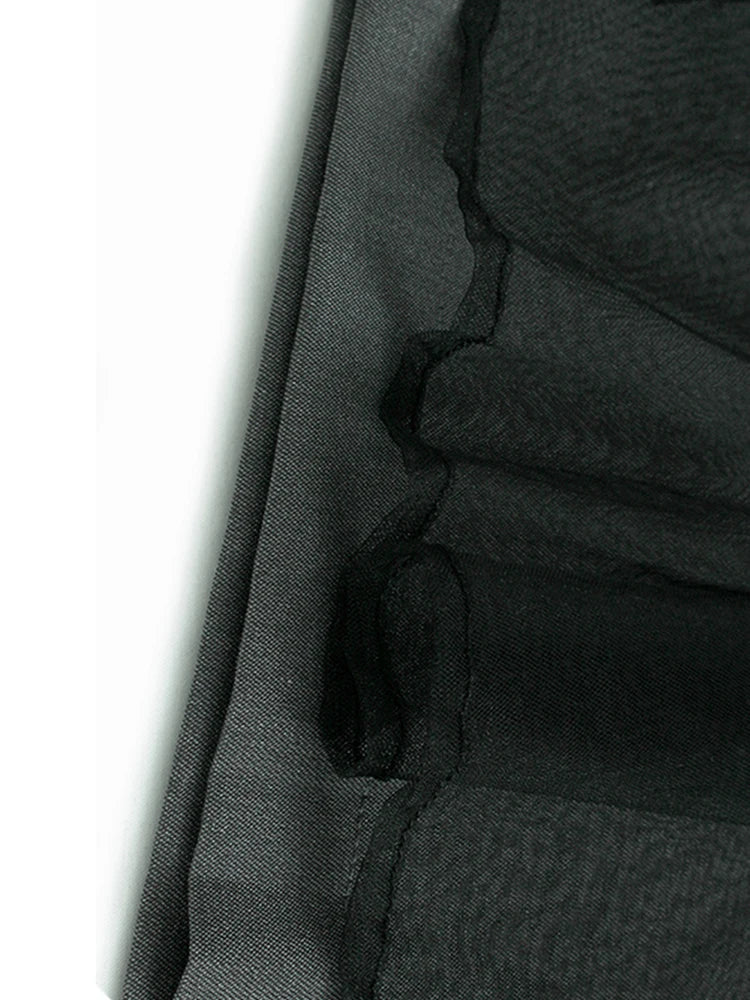 High Elastic Waist Gray Irregular Mesh Spliced Wide Leg Pants New Trousers Women Fashion Tide Spring Autumn 2025 1DJ1324