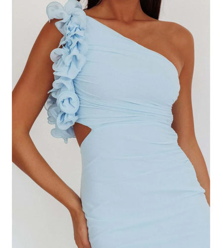 Elegant Slant Shoulder Flower Bodycon Party Club Evening Dress Women Sexy Backless Slim Spring/Summer New  2025 Vestido