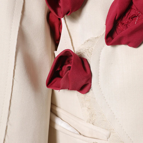 Load image into Gallery viewer, Women Beige Flower Ribbon Big Size Vintage Blazer New Lapel Long Sleeve Jacket Fashion Tide Spring Autumn 2025  CPG2872
