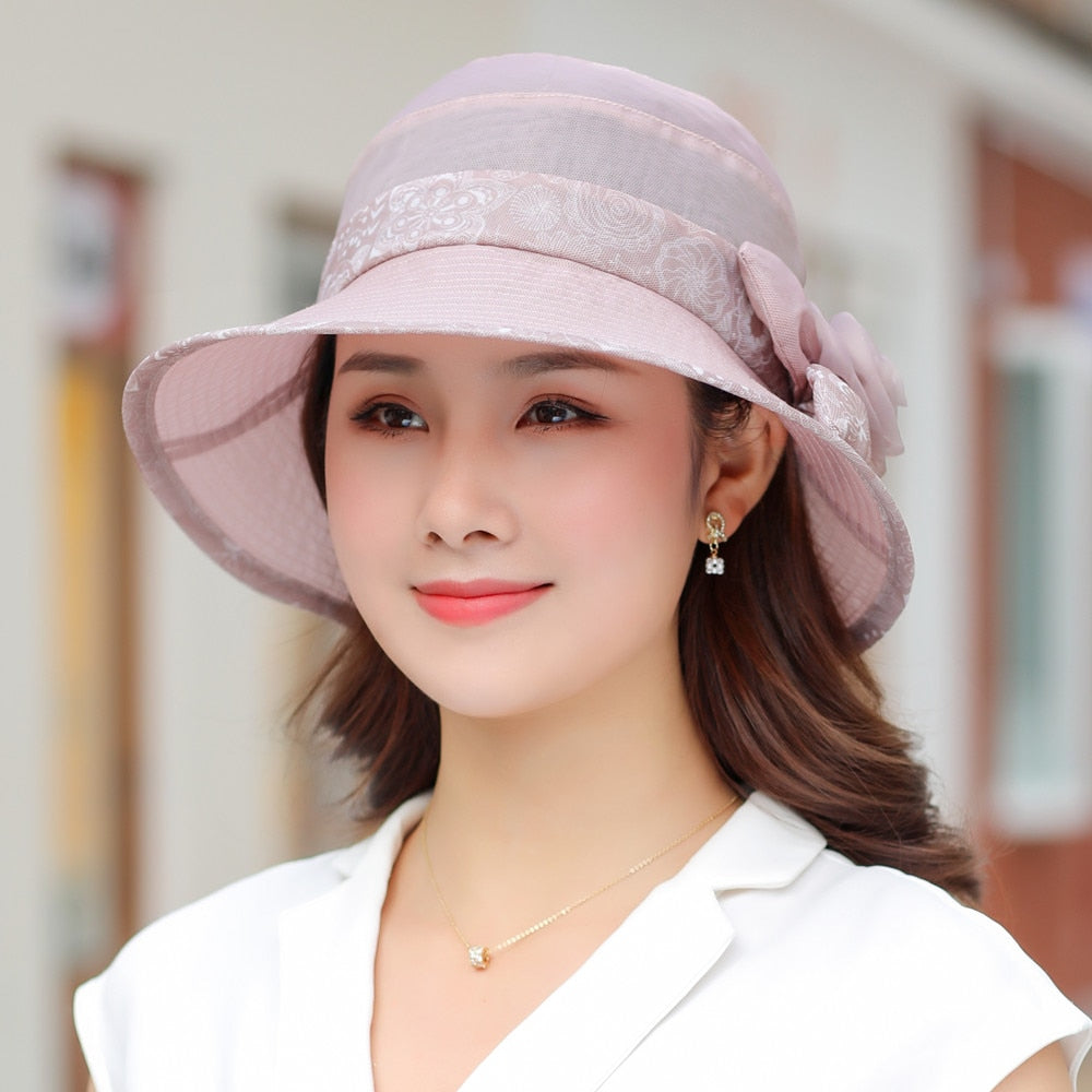 Woman Summer Hats With Visor Hat Fashion Flower Design Sun Hat Travel Bucket Hat