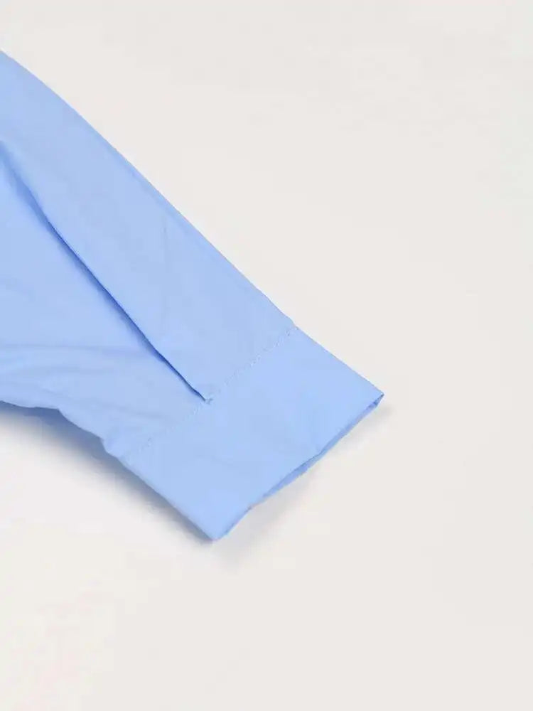 Women Blue Color-block Big Size Long Dress New Round Neck Long Sleeve Loose Fit Fashion Tide Spring Autumn 2025 1DH5325