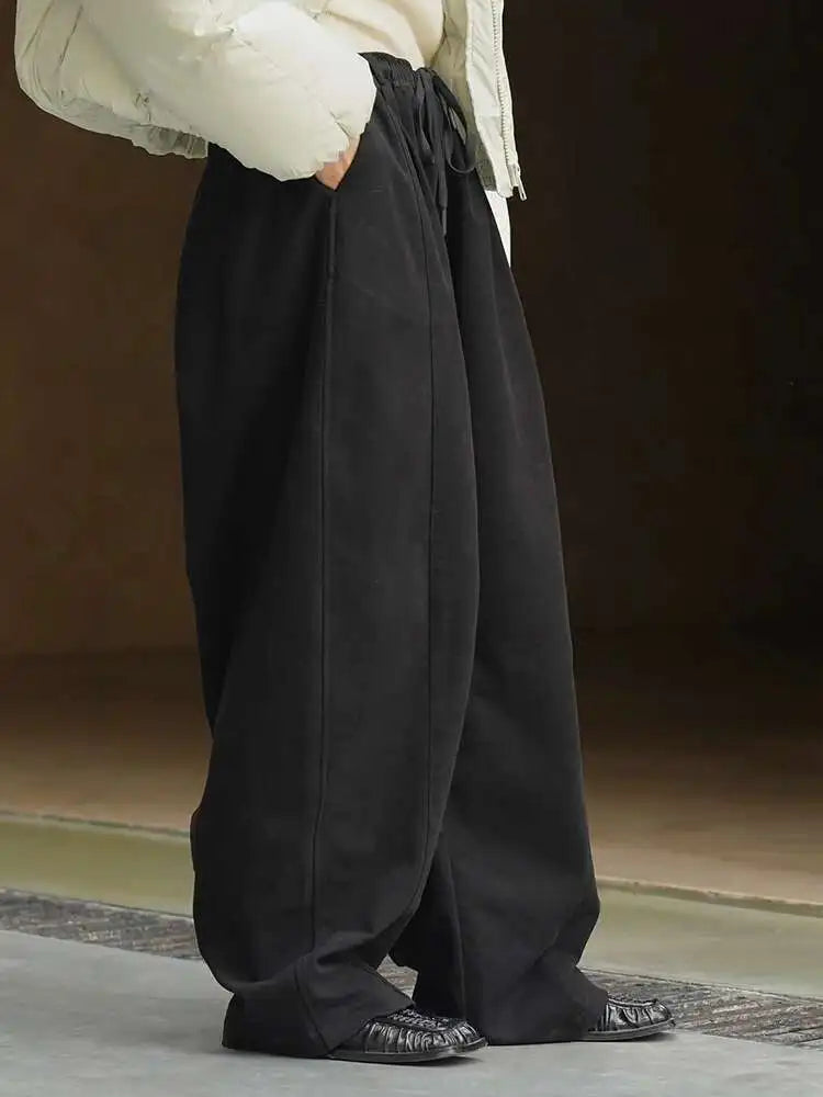 High Elastic Waist Beige Casual Long Wide Leg Pants New Loose Fit Trousers Women Fashion Tide Spring Autumn 2025 1DH2803