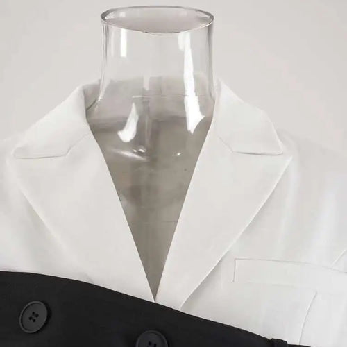 Load image into Gallery viewer, Women Black Double Breasted Color-block Mini Blazer Dress New Lapel Long Sleeve Fashion Tide Spring Autumn 2025 CPDB254
