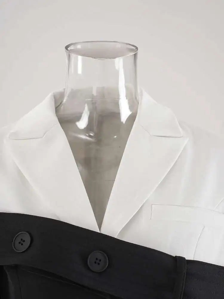 Women Black Double Breasted Color-block Mini Blazer Dress New Lapel Long Sleeve Fashion Tide Spring Autumn 2025 CPDB254