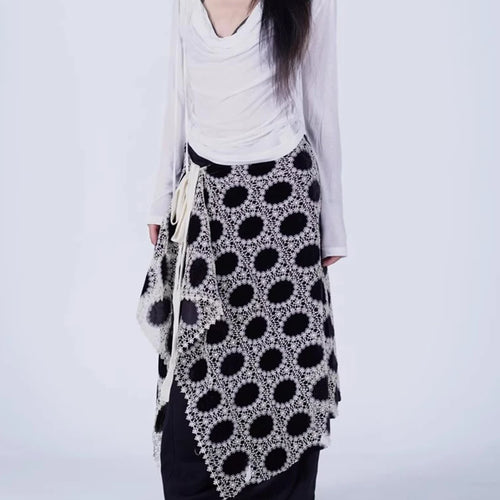 Load image into Gallery viewer, Hit Color Hollow Out Spliced Lace Up Fashion Fart Curtains for Women High Waist Irregular Fart Curtain Female New
