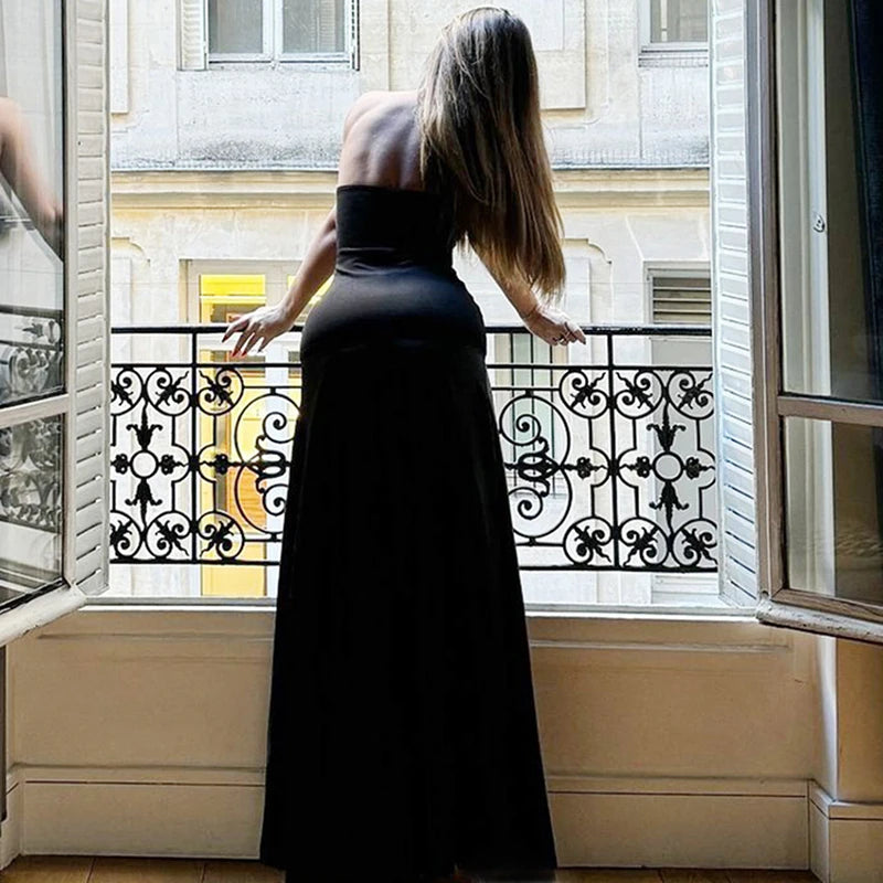 Off-shoulder Strapless Sexy Maxi Dress For Women Gown Solid Fashion Backless Sleeveless High Waist Bodycon Long Dress