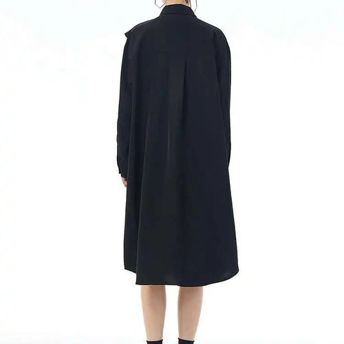 Load image into Gallery viewer, Women Gray Ruffles Pleated Midi Elegant Big Size Shirt Dress New Lapel Long Sleeve Fashion Tide Spring Autumn 2025 1DH7415
