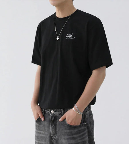 Men's T-shirts Letter Printed Short Sleeved Design New Summer Male Korean Solid Color  Loose Round Neck Pullover Top 9W1608