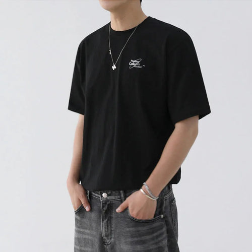 Load image into Gallery viewer, Men's T-shirts Letter Printed Short Sleeved Design New Summer Male Korean Solid Color  Loose Round Neck Pullover Top 9W1608
