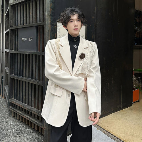 Load image into Gallery viewer, Men&#39;s Lace Suit Jacket Solid Color Single Breasted Three Dimensional Handmade Rose Design New Stylish Blazer 2025 9W1342
