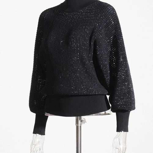 Load image into Gallery viewer, Loose Sheer Minimalsit Knit Sweaters for Women High Neck Long Sleeves Basics Sweater Female Fashion Clothing New
