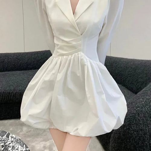 Load image into Gallery viewer, Blazer White Long Sleeve Mini Dress Women Office Ladies Notched Design Wrap Short Dresses Elegant Korean Fashion Kpop
