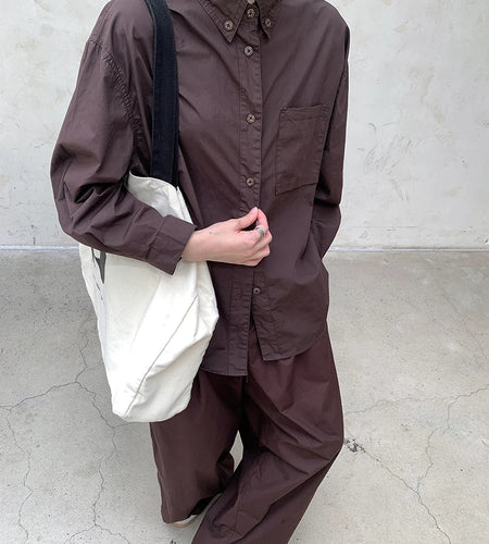 Women Coffee Brief Pocket Big Size Elegant Blouse New Lapel Long Sleeve Shirt Fashion Tide Spring Autumn 2025 1DH8367