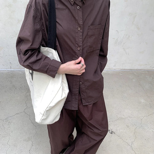 Load image into Gallery viewer, Women Coffee Brief Pocket Big Size Elegant Blouse New Lapel Long Sleeve Shirt Fashion Tide Spring Autumn 2025 1DH8367
