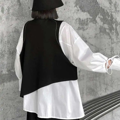 Load image into Gallery viewer, Big Size Vest Shirt Wide Leg Pants Three Piece Suit New Lapel Long Sleeve Women Fashion Tide Spring Autumn 2025 1DH5373
