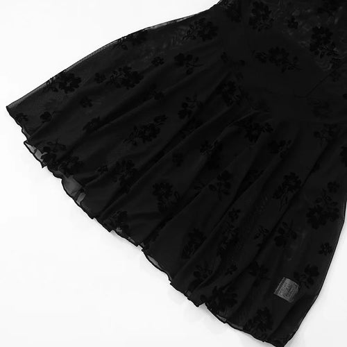 Load image into Gallery viewer, See Through Lace Sexy Mini Dress Women Patchwork Short Sleeve Square Collar Backless High Waist Pleated Club Dress
