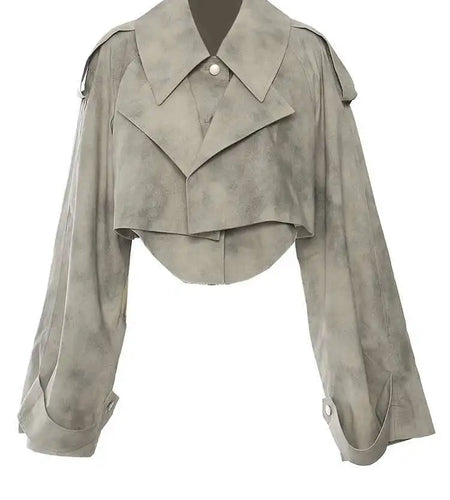 Printed Jacket Drawstring Half-body Skirt Two Pieces Suit New Lapel Long Sleeve Women Fashion Spring Autumn 2025 1DH7478