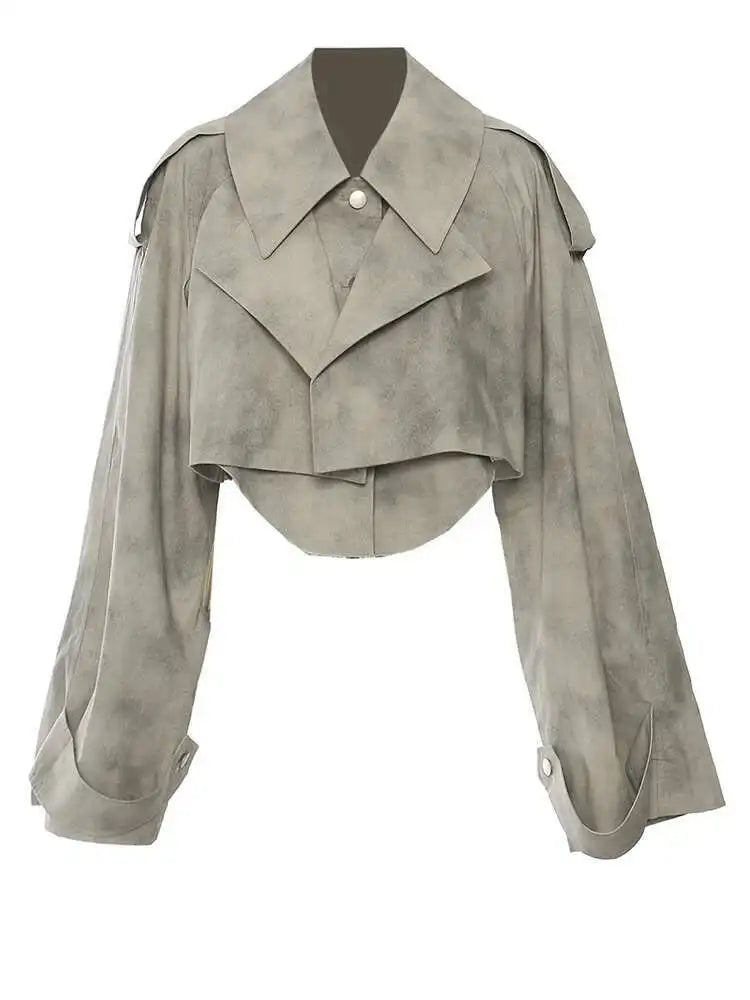 Printed Jacket Drawstring Half-body Skirt Two Pieces Suit New Lapel Long Sleeve Women Fashion Spring Autumn 2025 1DH7478