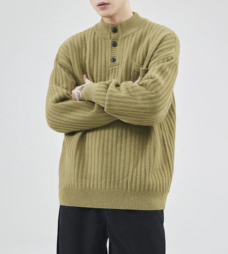 Men's Sweaters American O-neck Solid Color Male Pullover Loose Thick Casual Handsome Trendy Knitting Sweater New 9W1315