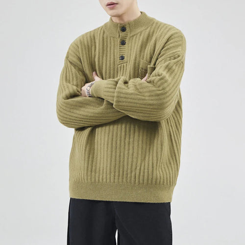Load image into Gallery viewer, Men&#39;s Sweaters American O-neck Solid Color Male Pullover Loose Thick Casual Handsome Trendy Knitting Sweater New 9W1315
