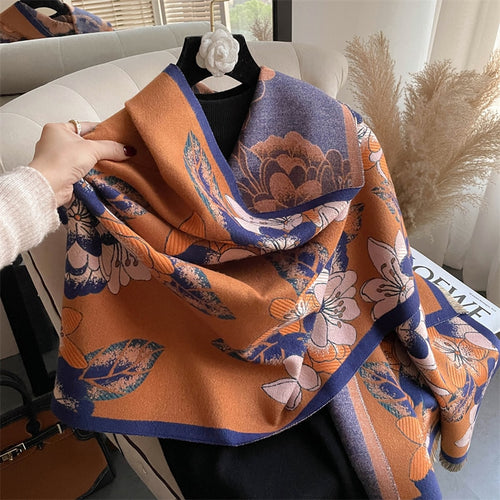 Load image into Gallery viewer, Warm Winter Scarf Cashmere Women Pashmina Design Print Shawls Wrap Female Thick Blanket Soft Bufanda Stoles Fashion
