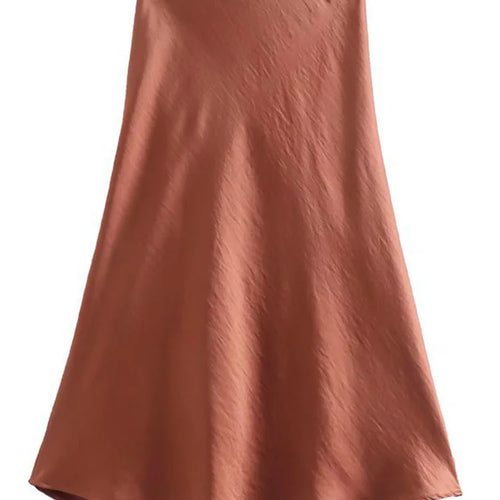 Load image into Gallery viewer, Hot Sale Solid Satin Elastic Waist Women A-Line Skirt Summer Female Slim Falda
