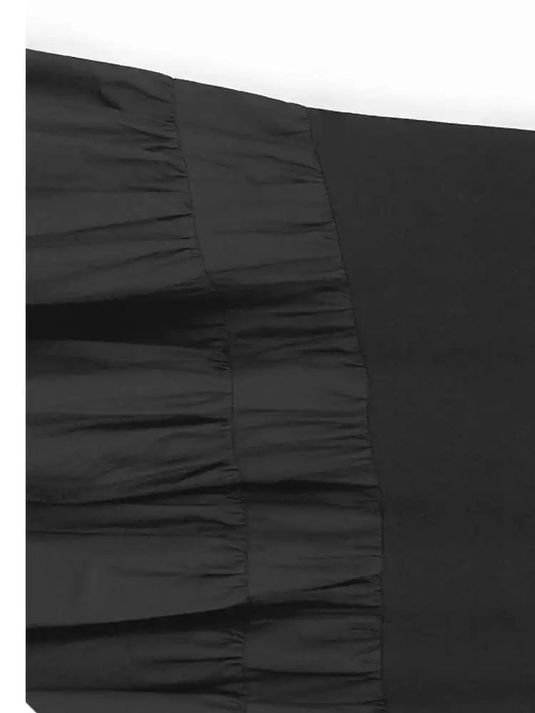 Women Army Green Pleated Hem Big Size Midi Dress New Round Neck Short Sleeve Fashion Tide Spring Summer 2025 1DJ0781