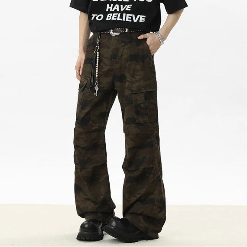 Men's Denim Pants New American High Street Straight Leg Jeans Print Niche Design Summer Handsome Menwear 2025 9W1532