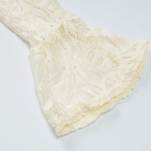 Load image into Gallery viewer, Lace Hollow Out Long Sleeve Sexy Mini Dress For Women Fashion Half High Collar Bodycon Club Party Dress Elegant Dresses
