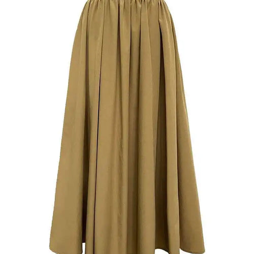 Load image into Gallery viewer, High Waist Apricot Brown Pleated Long Casual A-line Half-body Skirt Women Fashion Tide New Spring Autumn 2025 1DF5093
