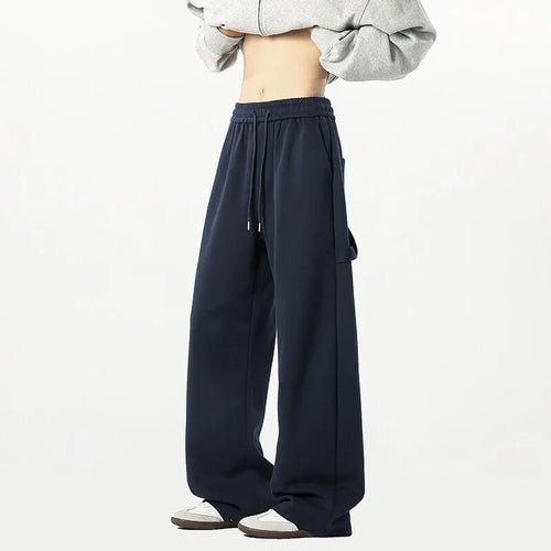 Load image into Gallery viewer, Men's Sweatpants New Korean Solid Color Stylish Casual Straight Leg Male Trousers Elastic Waist Design Bottoms 9W1646
