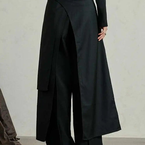Load image into Gallery viewer, High Waist Black Irregular Slit Hem Layers Spliced Long Half-body Skirt Women Fashion Tide New Spring Autumn 2025 1DF8244
