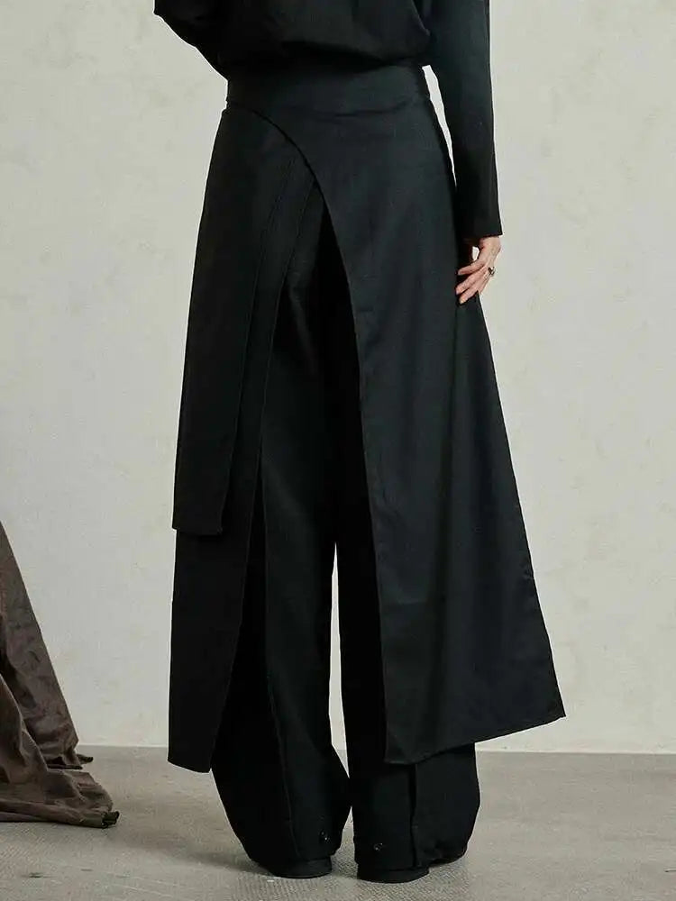 High Waist Black Irregular Slit Hem Layers Spliced Long Half-body Skirt Women Fashion Tide New Spring Autumn 2025 1DF8244