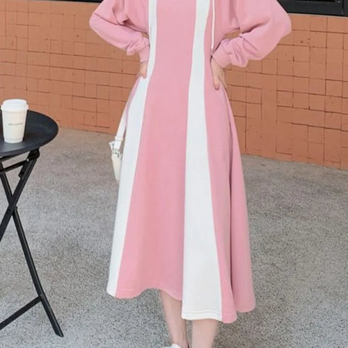 Load image into Gallery viewer, Korean Style School Hooded Dress Women Y2k Sport Casual Oversize Dresses Student Kpop Streetwear Autumn Witner
