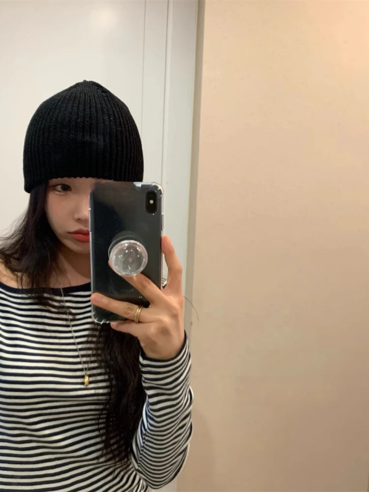 Spring Streetwear Slash Neck Off Shoulder Sexy T-shirts Harajuku Patchwork Vintage Bodycon Tops Women Y2k Aesthetic Grunge Tees