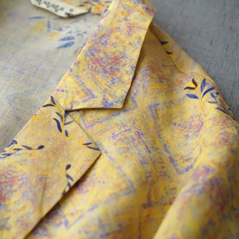 Women Blazer Single Button Spring And Summer Jacket 2022 Casual Pockets Female Suits Coat Vintage Print Blouse Sun Protection