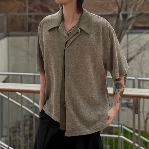 Load image into Gallery viewer, Men's Shirts Short Sleeve New Korean Summer Spliced Contrast Color Design Turn-down Collar Single Breasted Top 9W1729
