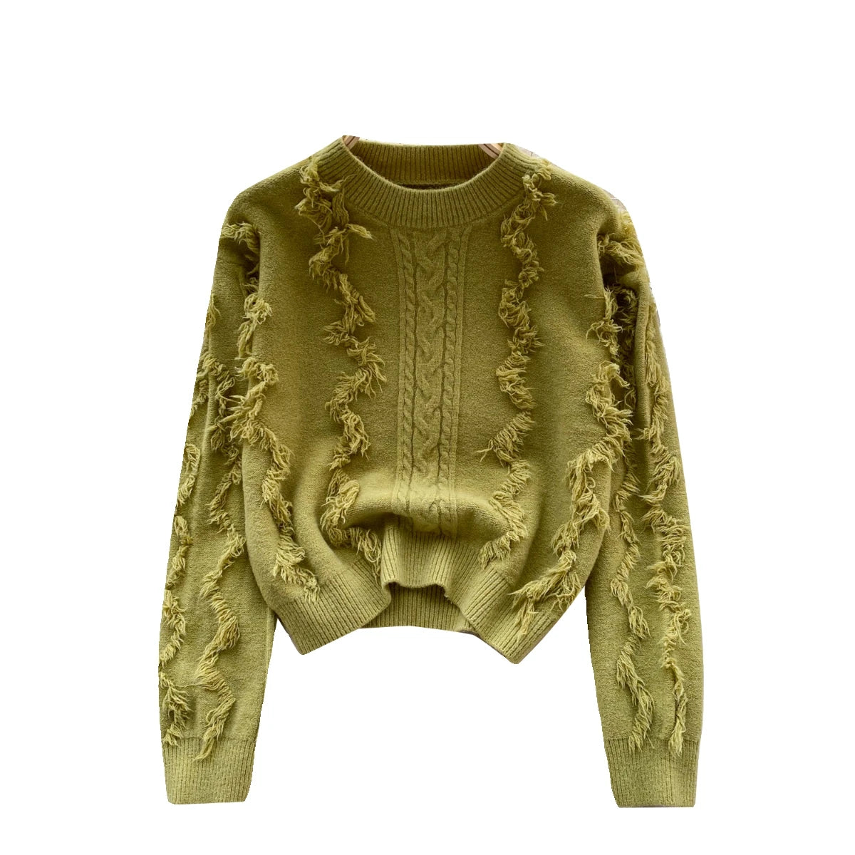 Autumn Winter Solid Loose Tassel Sweater Women Knitted Round Neck Pullover Women Long Sleeve Korean Version Warm Female Tops Y2k