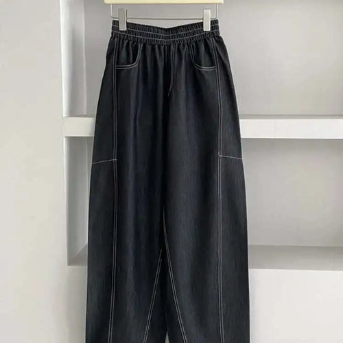 Load image into Gallery viewer, High Elastic Waist Navy Blue Long Casual Denim Wide Leg Pants New Trousers Women Fashion Tide Spring Autumn 2025 1DJ0357
